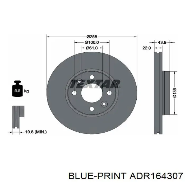 Купити ADR164307 Blue Print Ротор гальмівний