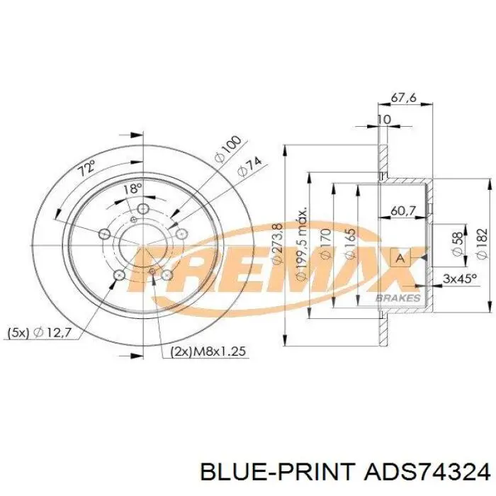 Гальмівні диски ADS74324 Blue Print