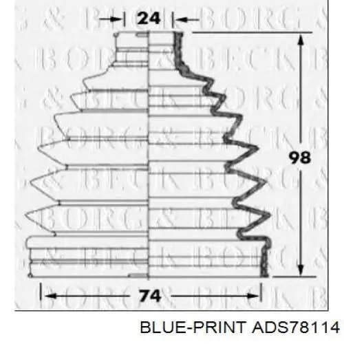 ADS78114 Blue Print пильник шруса зовнішній, передній піввісі