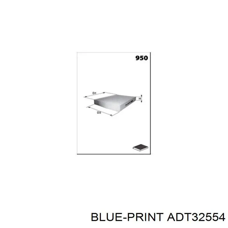 Купити ADT32554 Blue Print Фільтр салону вугільний