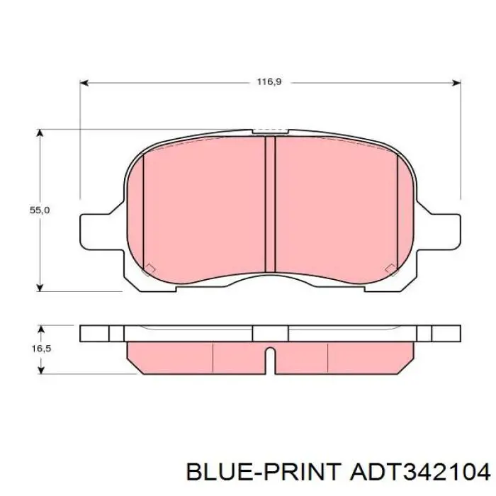 Колодки гальмівні передні, дискові ADT342104 Blue Print