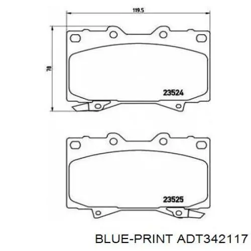Гальмівні колодки Blue Print ADT342117 ціна, від 26.70 USD