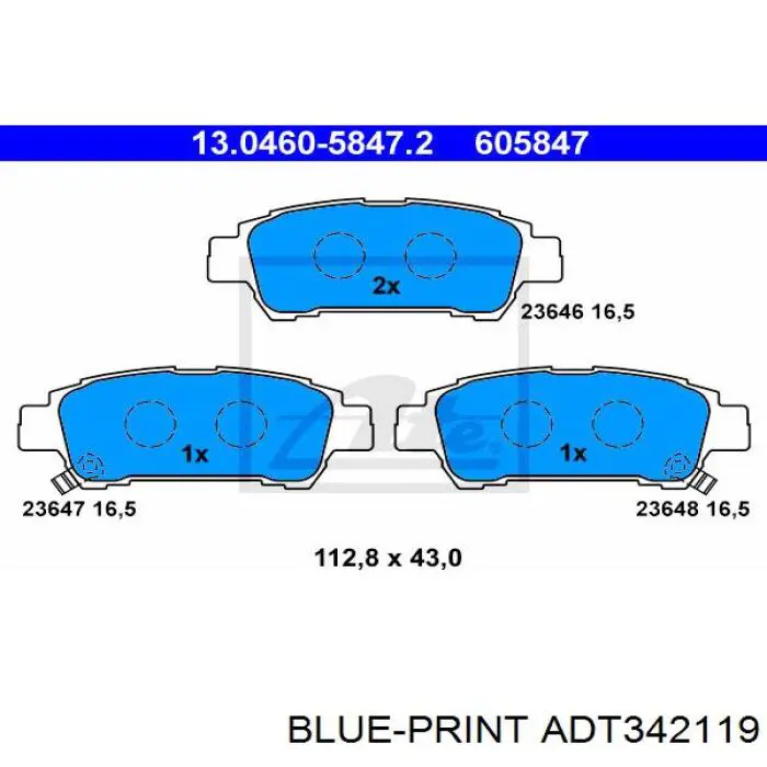 Задні гальмівні колодки Blue Print ADT342119 ціна, від 19.90 USD