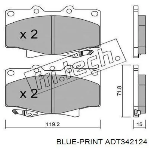 ADT342124 Blue Print колодки гальмівні передні, дискові