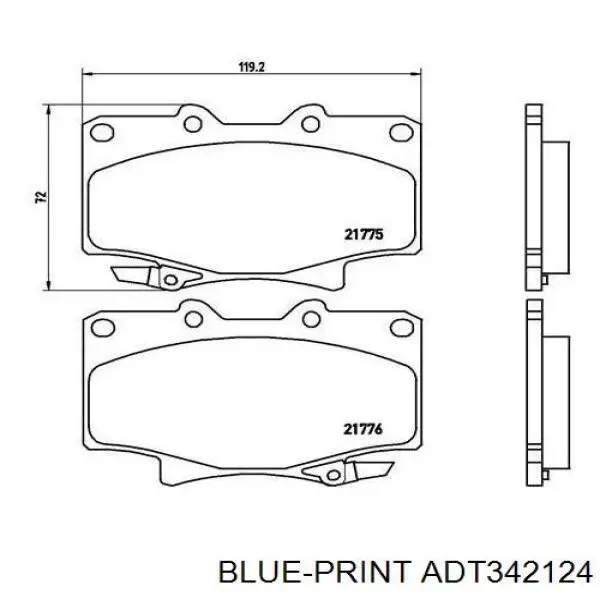 Гальмівні колодки Blue Print ADT342124 ціна, від 22.59 USD
