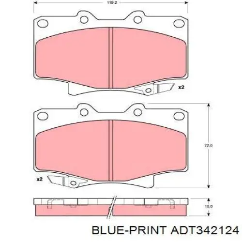 Купити ADT342124 Blue Print Колодки гальмівні передні, дискові