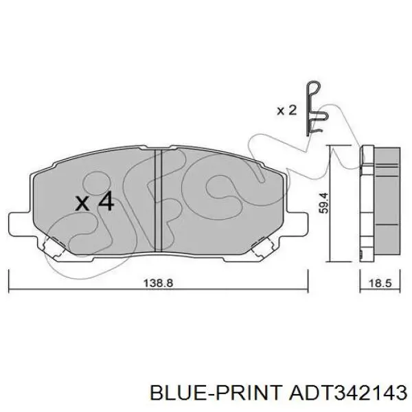 Купити ADT342143 Blue Print Колодки гальмівні передні, дискові