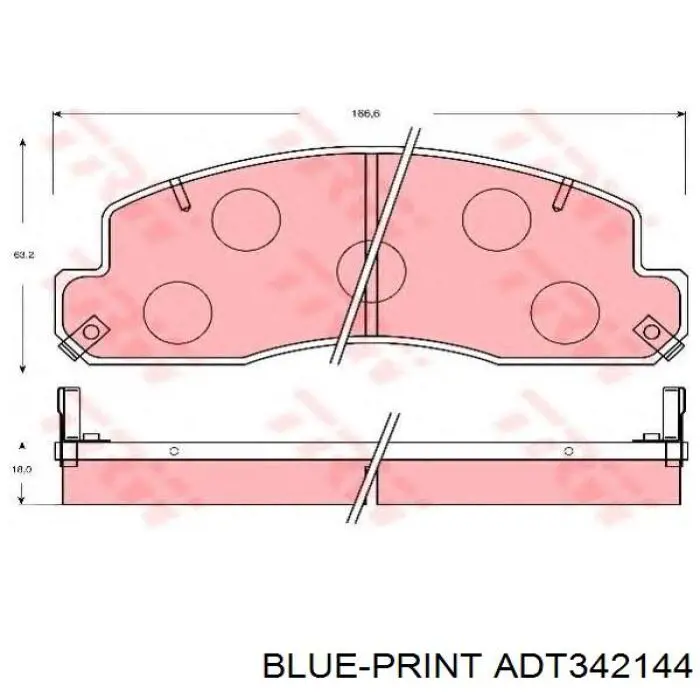 Купити ADT342144 Blue Print Колодки гальмівні передні, дискові
