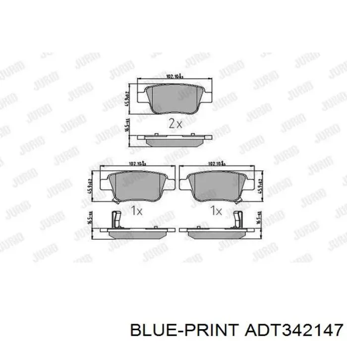 Задні гальмівні колодки ADT342147 Blue Print