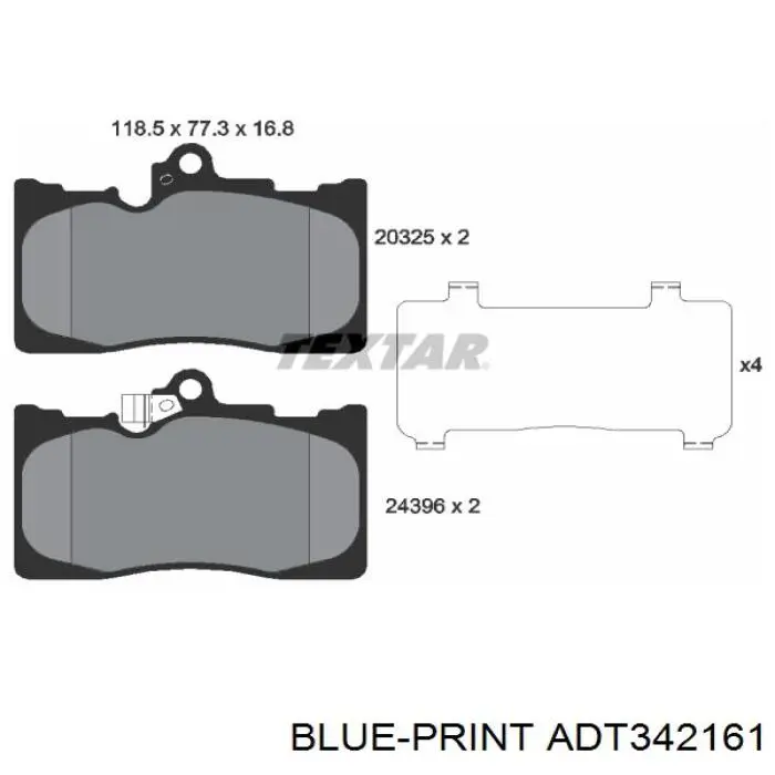 Гальмівні колодки Blue Print ADT342161 ціна, від 25.55 USD
