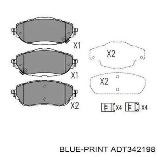 Колодки гальмівні передні, дискові ADT342198 Blue Print