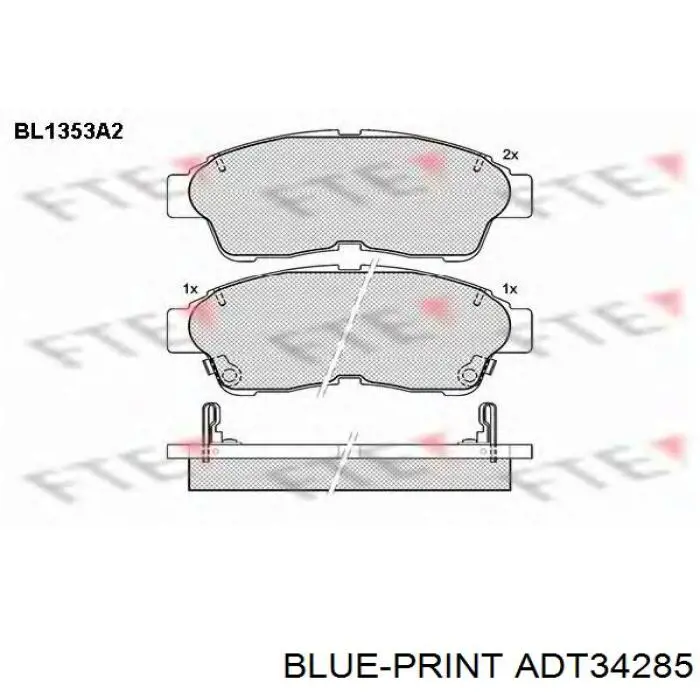 Передні тормозні колодки ADT34285 Blue Print