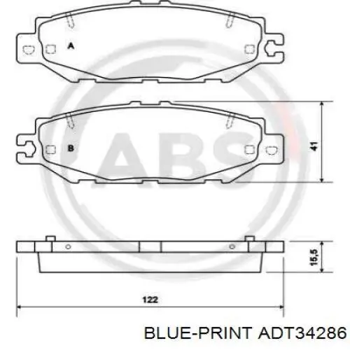 Колодки гальмові задні, дискові ADT34286 Blue Print