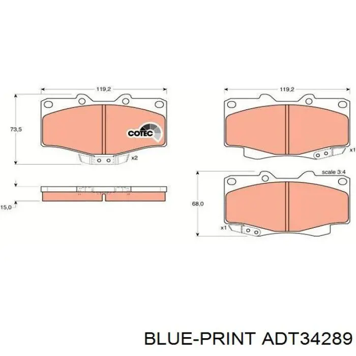 Гальмівні колодки Blue Print ADT34289 ціна, від 19.81 USD