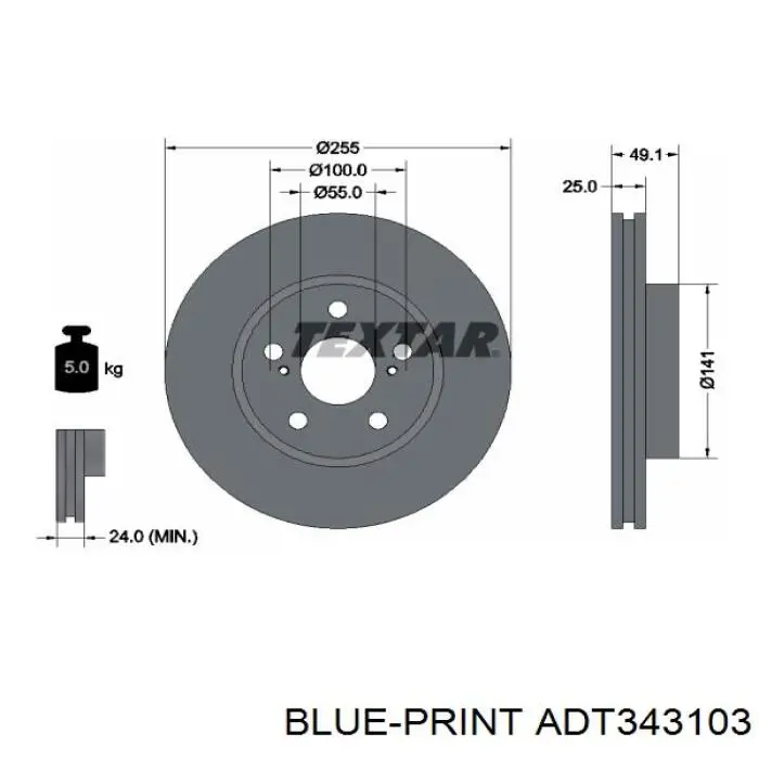Гальмівні диски передні ADT343103 Blue Print