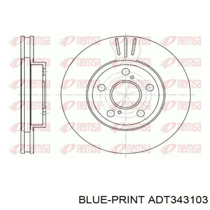 Диск гальмівний передній Blue Print ADT343103