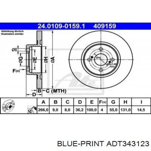 Диск гальмівний задній Blue Print ADT343123