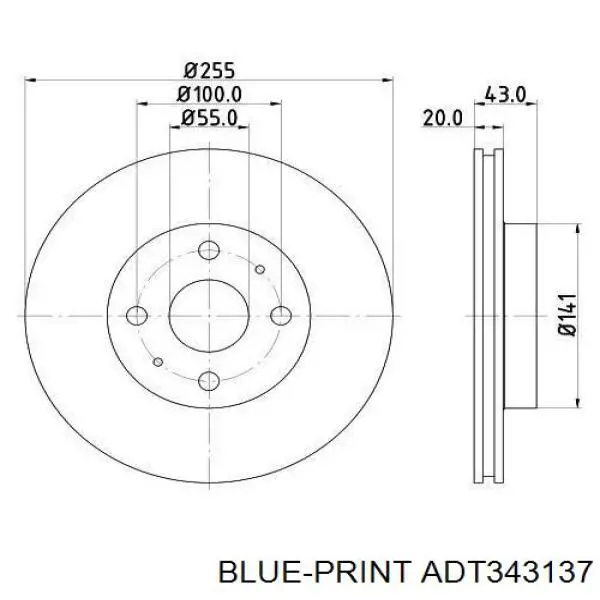 Гальмівні диски передні ADT343137 Blue Print