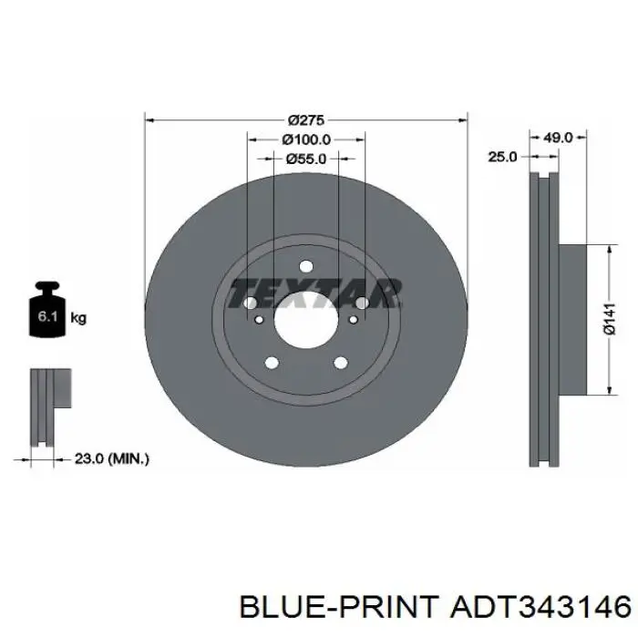 Купити ADT343146 Blue Print Ротор гальмівний