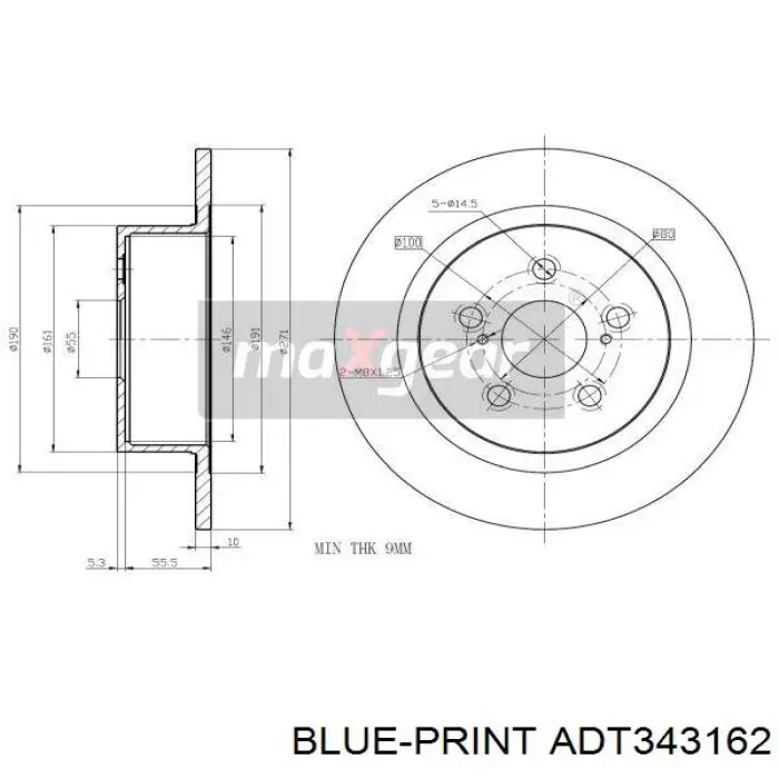 ADT343162 Blue Print диск гальмівний задній