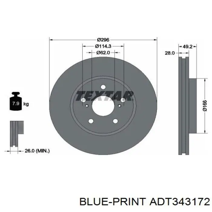 Гальмівні диски передні ADT343172 Blue Print