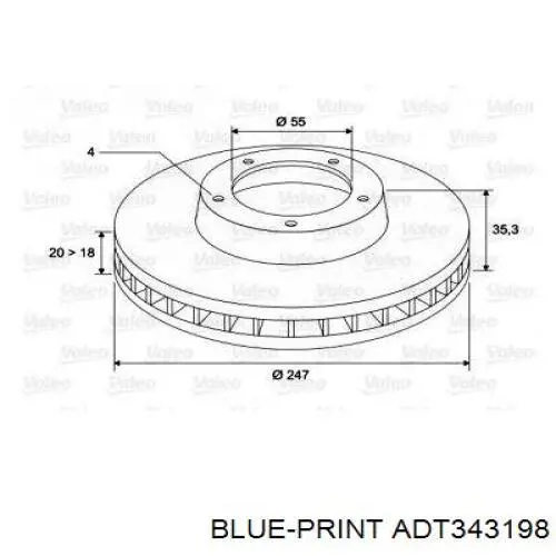 ADT343198 Blue Print Гальмо дискове переднє