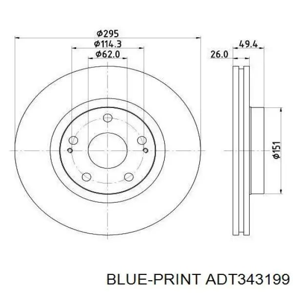 Гальмівні диски передні ADT343199 Blue Print
