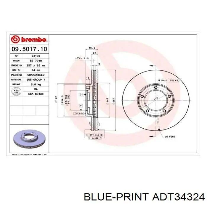 Диск переднього гальма Knorr-bremse BS3603 ціна, від 33.91 USD