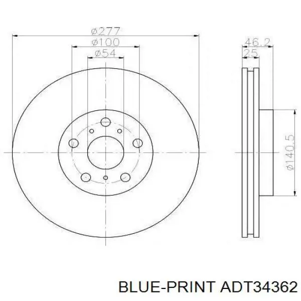 Диск гальмівний передній Blue Print ADT34362