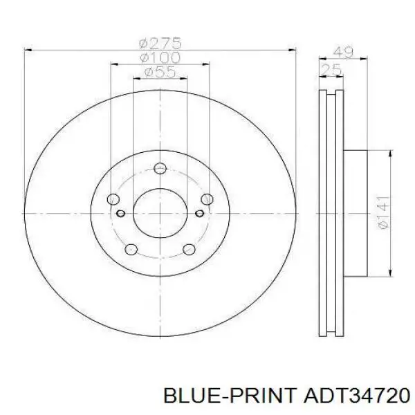 Барабан гальмівний задній ADT34720 Blue Print