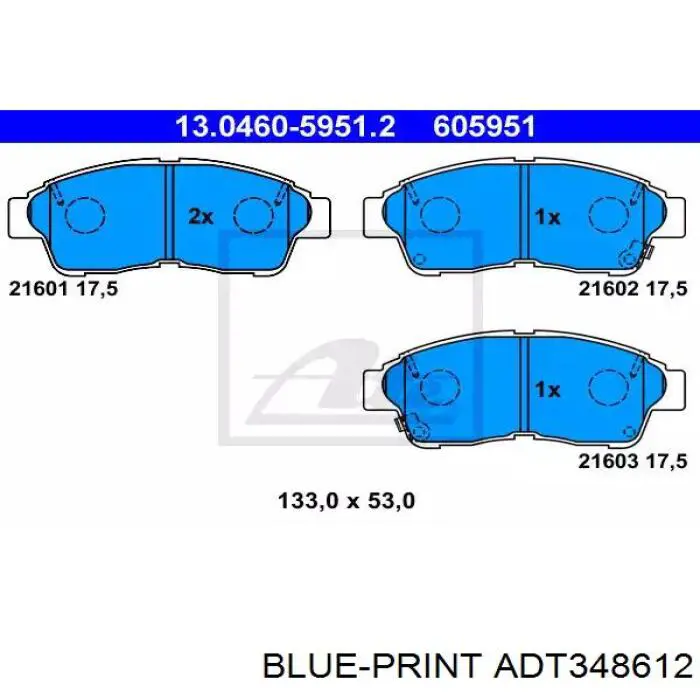 Купити ADT348612 Blue Print Ремкомплект гальмівних колодок
