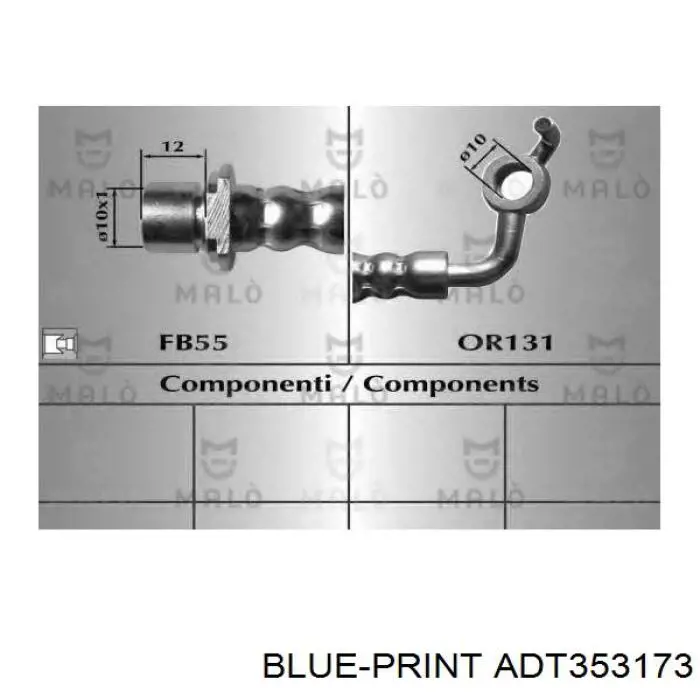 ADT353173 Blue Print шланг гальмівний передній, лівий