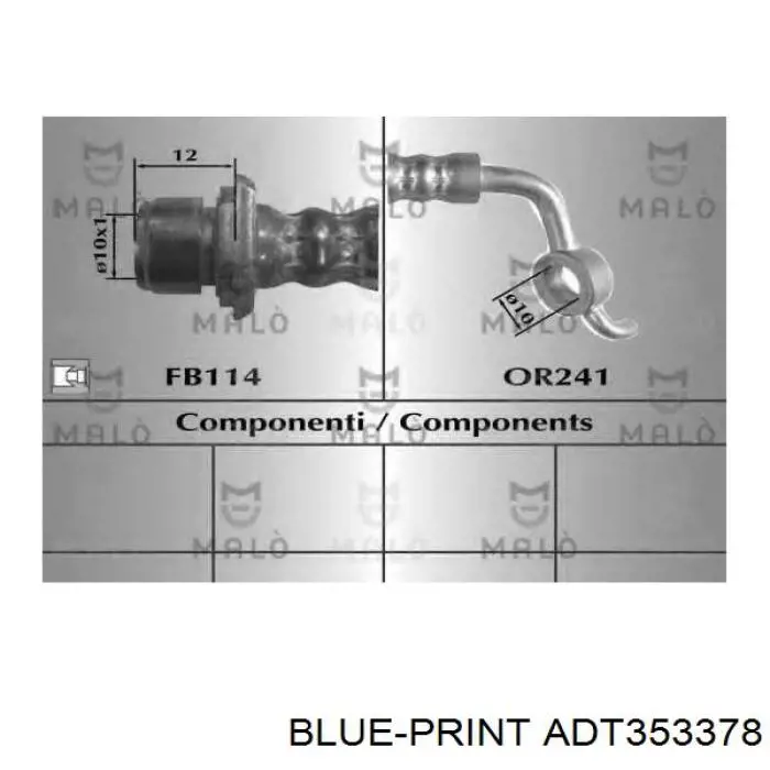 ADT353378 Blue Print шланг гальмівний задній, правий