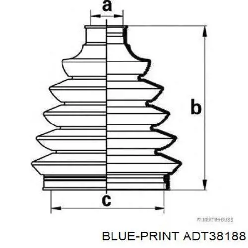 Пильник шарніра кутових швидкостей зовнішній передній Blue Print ADT38188 ціна, від 7.55 USD
