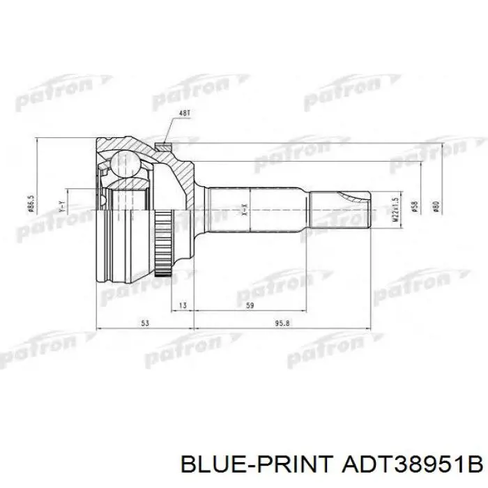 ADT38951B Blue Print шрус зовнішній передній