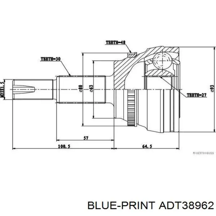 Купити ADT38962 Blue Print Шарнір приводу зовнішній