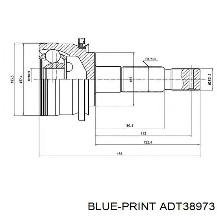 ADT38973 Blue Print шрус зовнішній передній