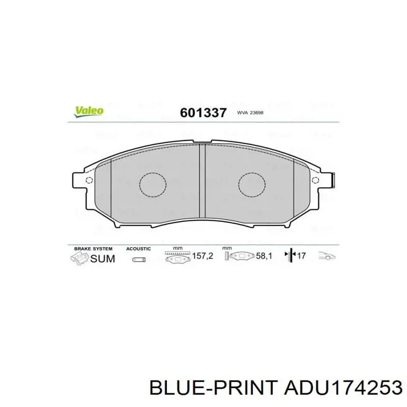 ADU174253 Blue Print колодки гальмівні передні, дискові