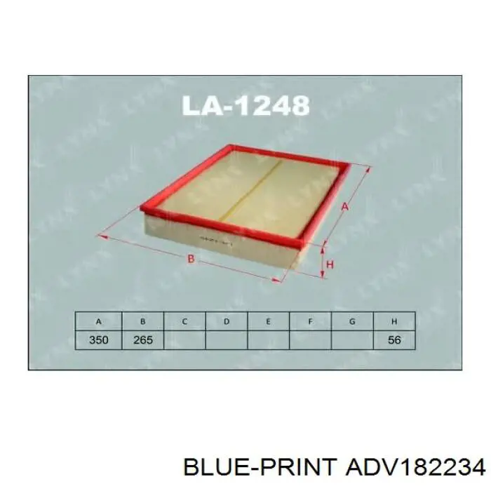 Фільтр повітряний Blue Print ADV182234