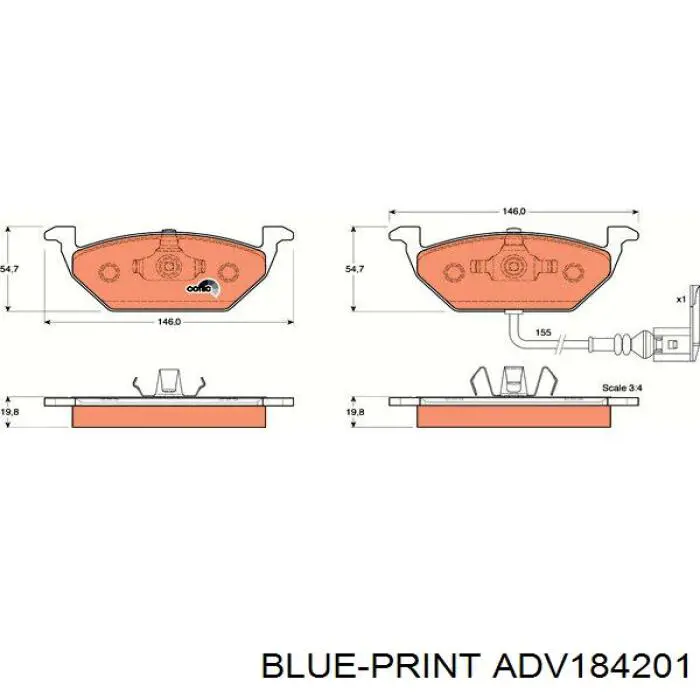 Гальмівні колодки Blue Print ADV184201 ціна, від 24.79 USD