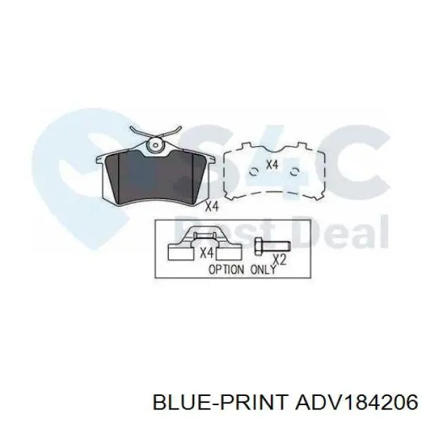 Задні гальмівні колодки Blue Print ADV184206 ціна, від 14.52 USD