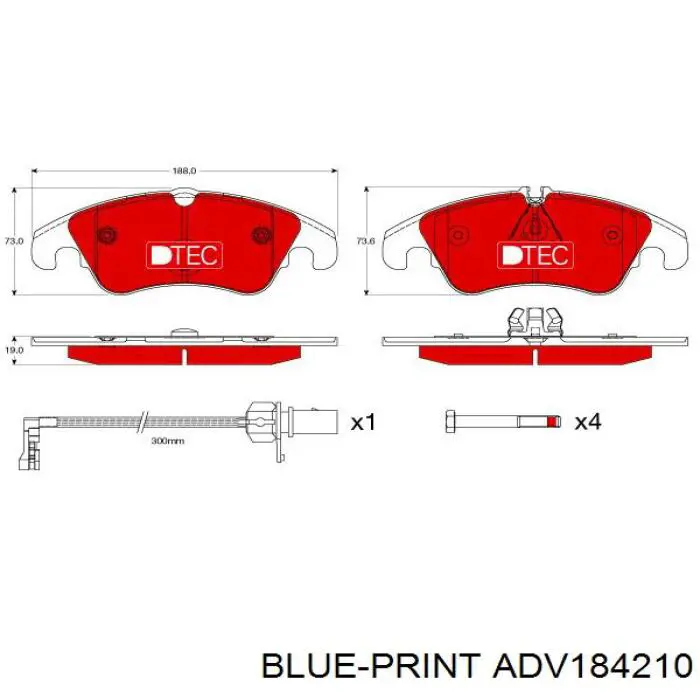 ADV184210 Blue Print Передні гальмівні колодки