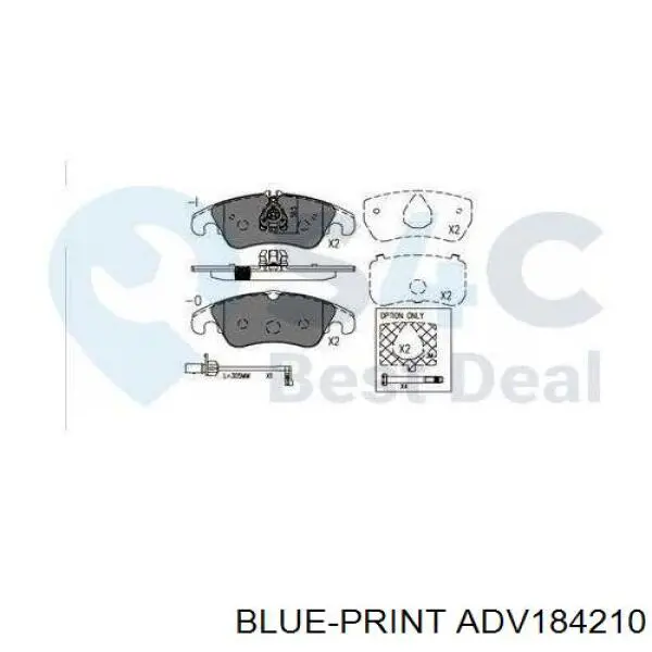 Гальмівні колодки Blue Print ADV184210 ціна, від 51.21 USD
