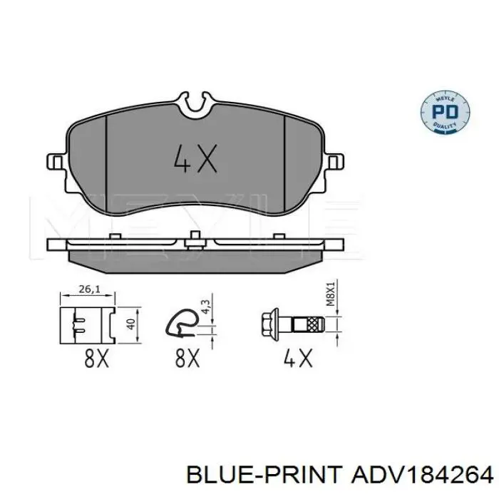 Колодки гальмові задні, дискові ADV184264 Blue Print