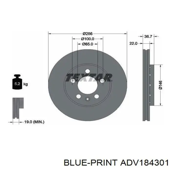 Гальмівні диски передні ADV184301 Blue Print