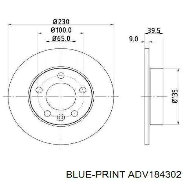 Диск гальмівний задній Blue Print ADV184302