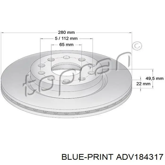 ADV184317 Blue Print Гальмо дискове переднє