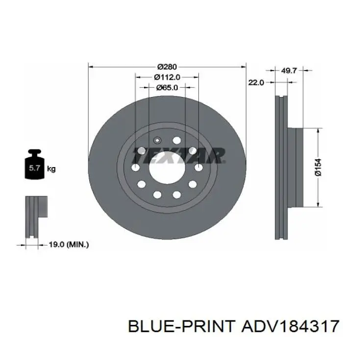 Купити ADV184317 Blue Print Ротор гальмівний
