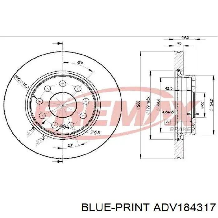 Гальмівні диски передні ADV184317 Blue Print