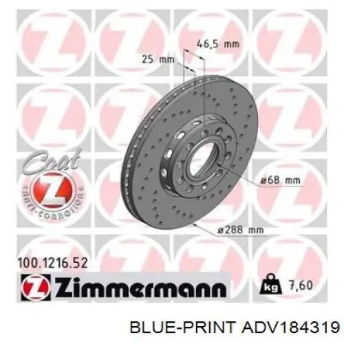 Гальмівні диски передні ADV184319 Blue Print